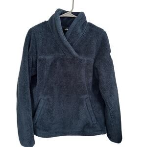 The North Face‎ Sweater Women's Blue Vintage Fleece Long Sleeve Pockets Sz M
